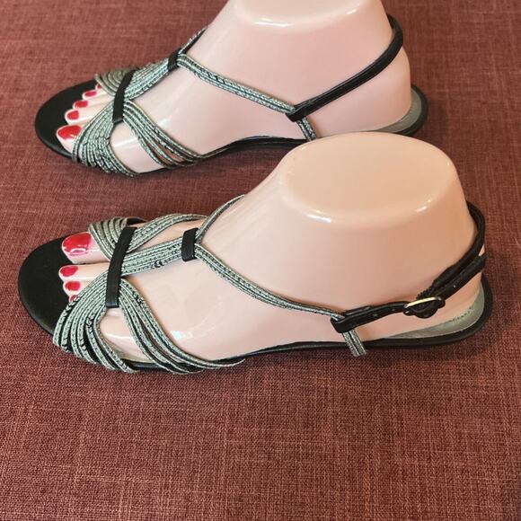 Dexflex By Dexter Women’s Cushioned Black & Silver Strappy Sandals Size 8 EUC - Picture 4 of 10
